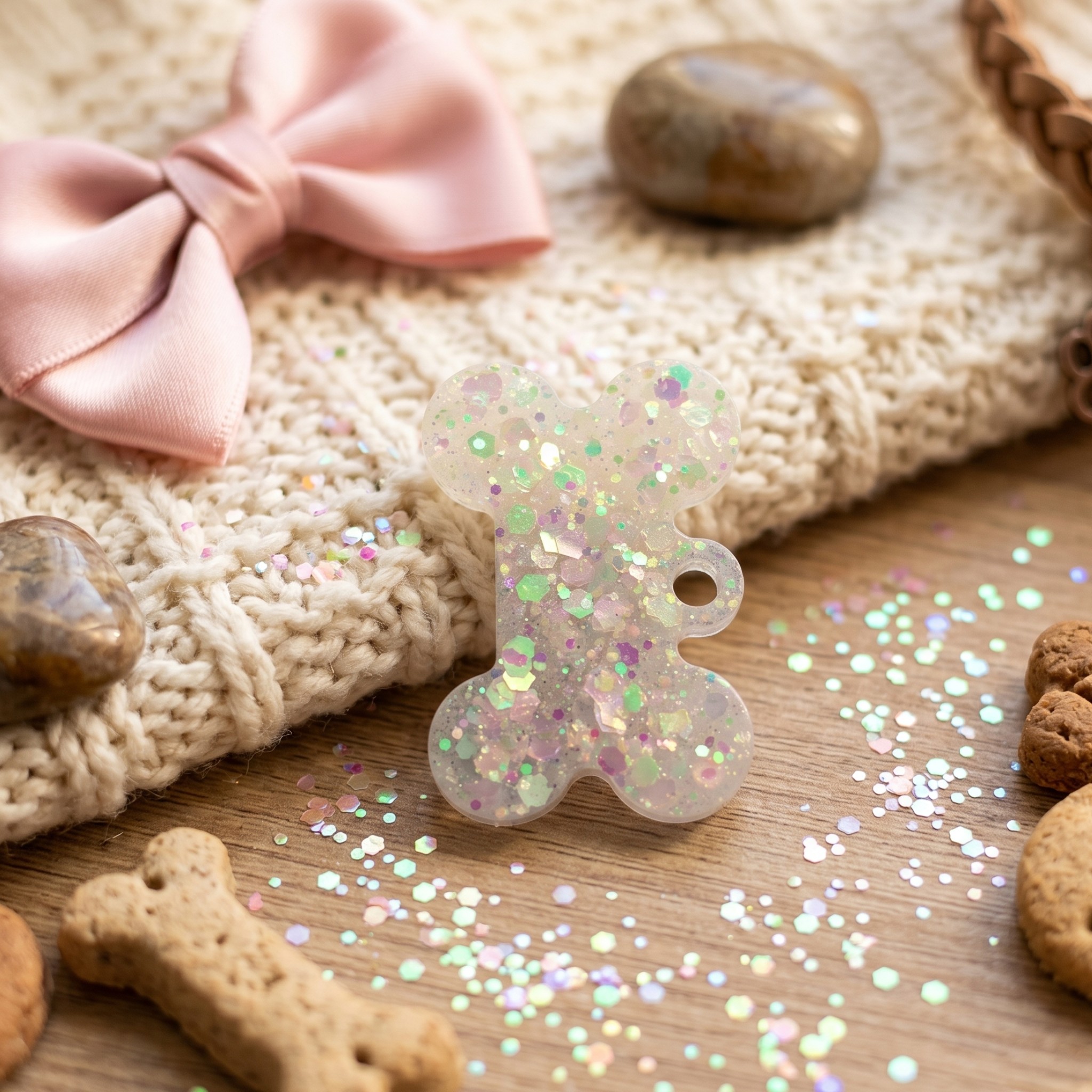 Medagliette Personalizzabili in Resina Glitter per Animali